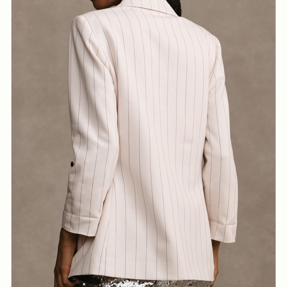 Anthropologie Maeve stripped Rolled Cuff Blazer - Picture 3 of 6